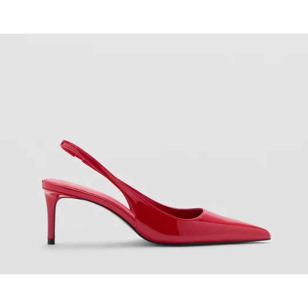 MANGO MNG RED PATENT LEATHER EFFECT POINTED SLINGBACK HIGH HEELS SHOES 36 US 6